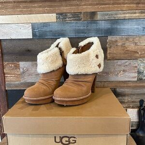 UGG Brown and Cream Shearling Boots